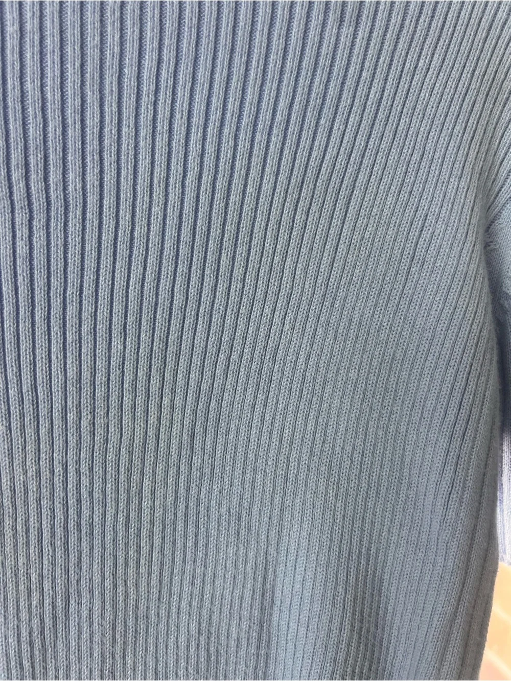Vintage Christie Brooks Slate Blue Ribbed Turtleneck Short Sleeve Top - M - Picture 2 of 4